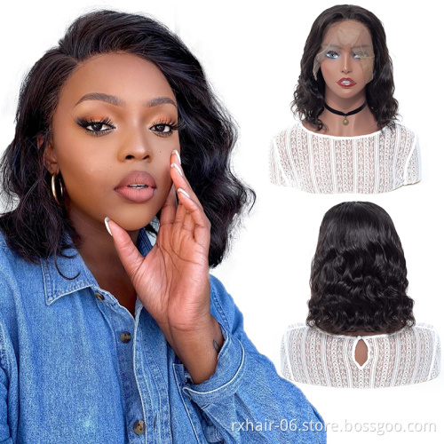 2020 New Arrival ISEE HAIR Short Brazilian 360 Body Wave Wavy Full Lace Bob Human Hair Curly Lace Front Wig Bob